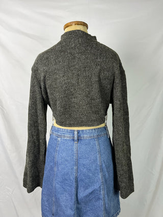 Crystal Fringe Hem Cropped Sweater