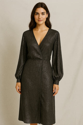 Metallic V-Necked Dress