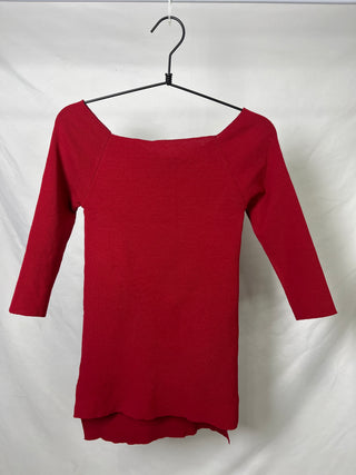 Wide-Neck Off-the-shoulder Red Blouse