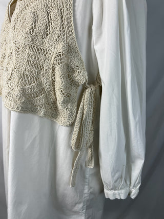 Bohemian Crochet Vest Layered Shirt Dress