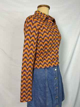 Retro Zigzag Button-Up