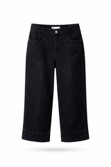 Black Cropped Wide Jeans