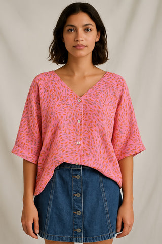 Pinky Buttoned Blouse