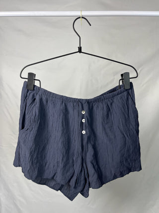 Crinkle Button-Front Shorts