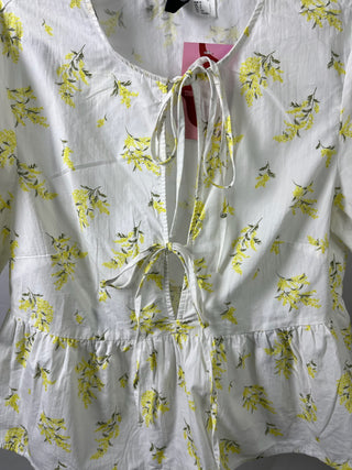 Lemon Bloom Tie-Front Blouse