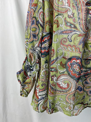Paisley Tie-Neck Chiffon Blouse