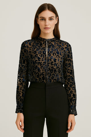 Cheetah See-Through Blouse