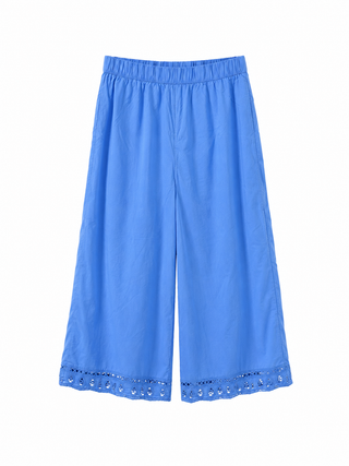 Broderie Hem Wide-Leg Trousers