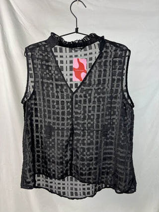 Sheer Geometric Sleeveless Blouse