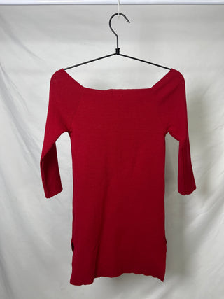 Wide-Neck Off-the-shoulder Red Blouse