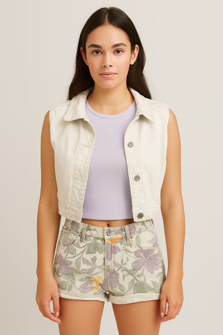 Pastel Petal Denim Shorts