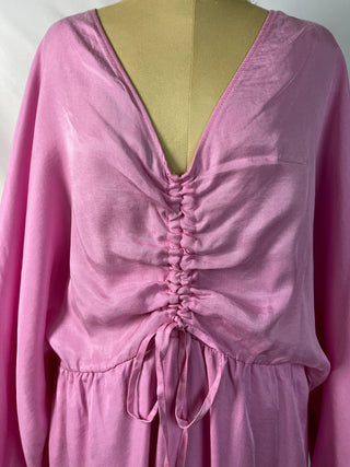 Blush Satin Ruched Mini Dress