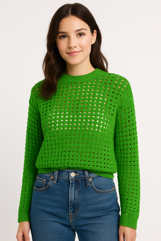 Open-Knit Cropped Sweater