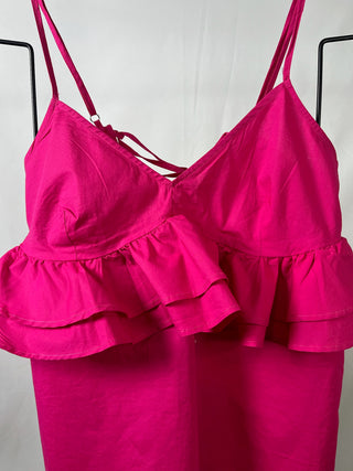 Hot Pink Ruffle Tie-Back Cami