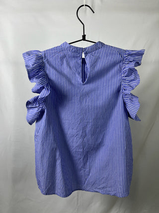 Pinstripe Ruffle Blouse