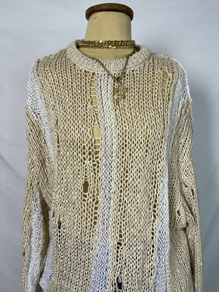 Sand-Wave Knit Slouchy Sweater