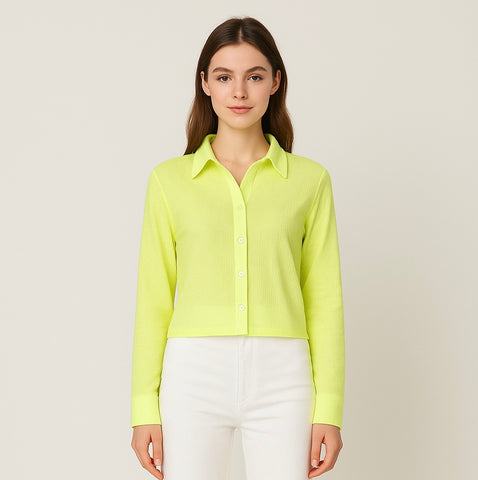 Glowy Cropped Button-Up