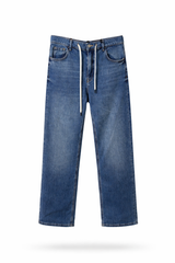 Drawstring Wide-Leg Jeans