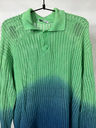 Ombré Open-Knit Polo