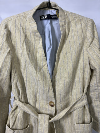 Pinstripe Belted Blazer
