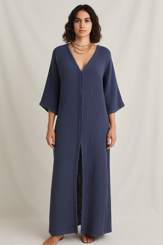 Midnight Fringe Kaftan Dress