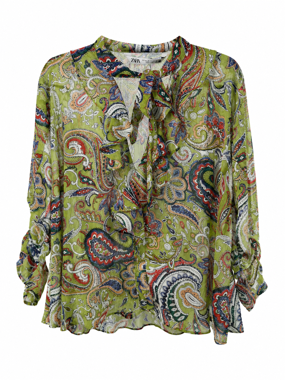 Paisley Tie-Neck Chiffon Blouse