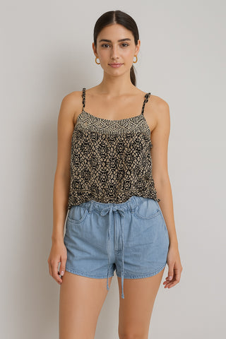 Drawstring Chambray Shorts