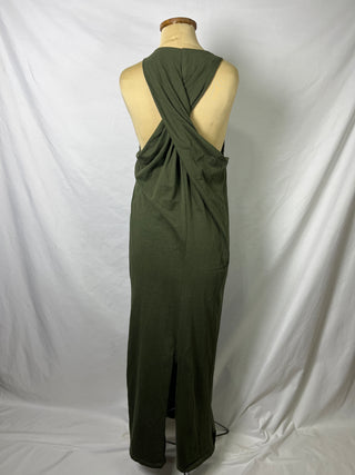 Cross-Back Olive Basic Dress