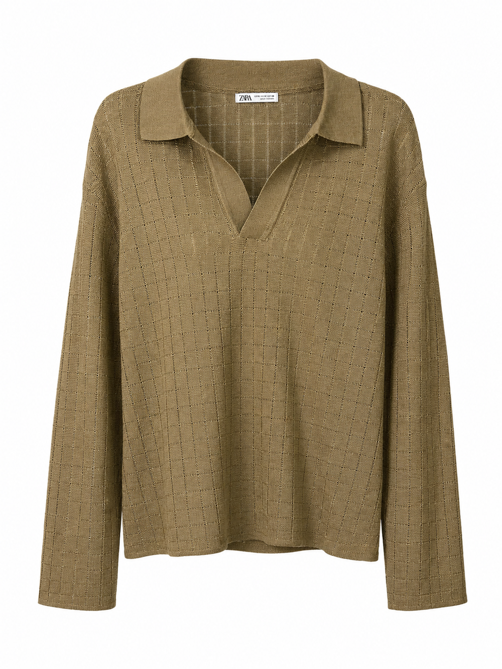 Square-Knit Collared Sweater