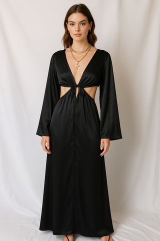 Side-cutout Satin Dress