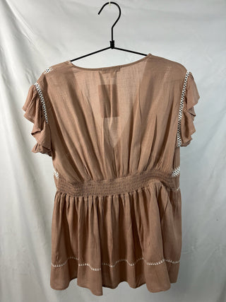 Embroidered Boho Babydoll Blouse