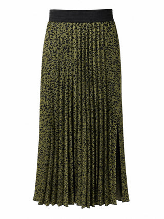 Green Cheetah Pleated Skirt