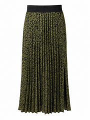 Green Cheetah Pleated Skirt