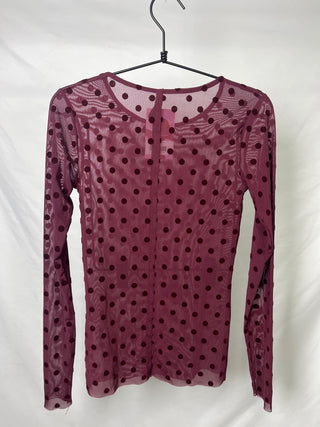 Burgundy Dotted Blouse