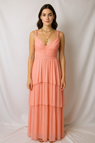 Two-Layer Long Ruffle Dress