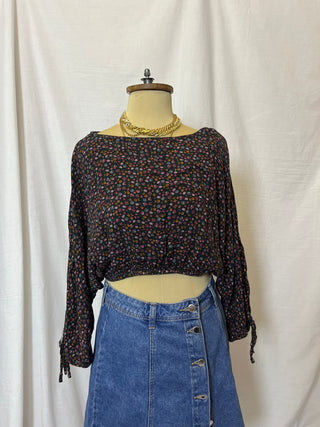 Floral Elastic Off-shoulder Blouse