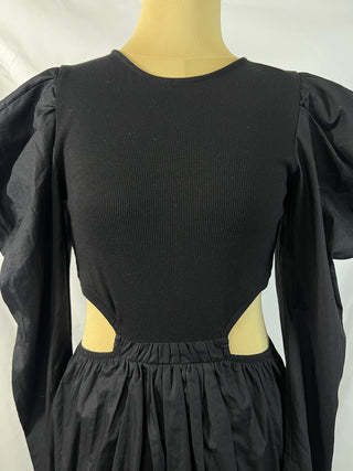 Puff Sleeve Cut-Out Mini Dress