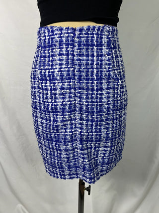 Blue Tweed Button Skirt