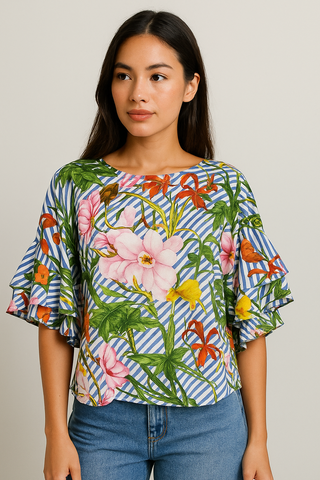 Stripey Floral Blouse