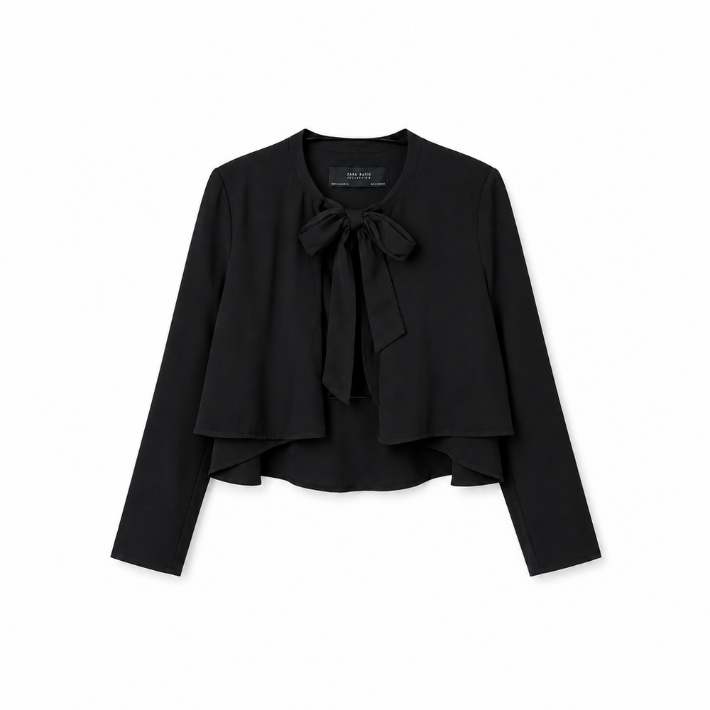 Tie-Neck Layered Blouse