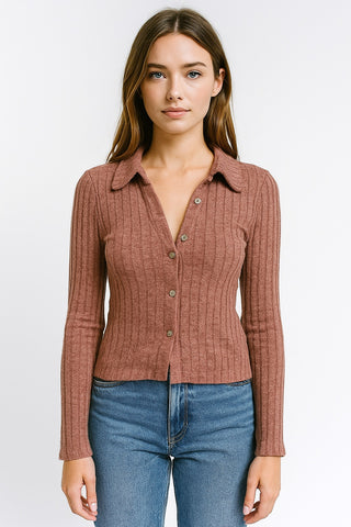 Chill Girl Ribbed Button-Up