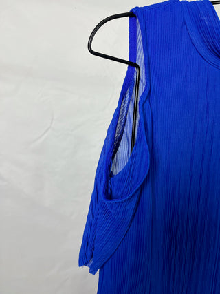 Royal Blue Cold-Shoulder Blouse