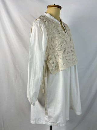 Bohemian Crochet Vest Layered Shirt Dress