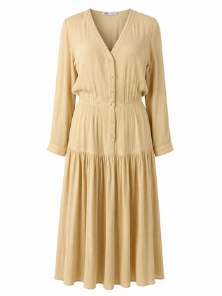Sand Beige Textured Maxi Dress