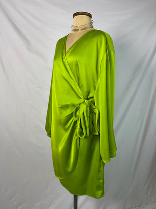 Lime Wrap Mini Dress