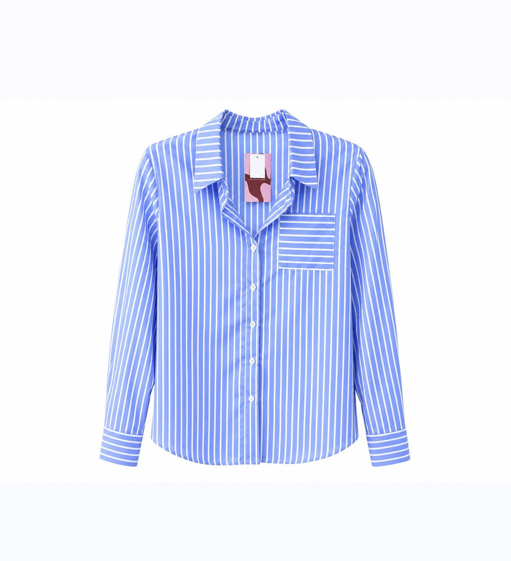 Sky Blue Striped Button-Down Shirt