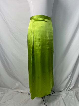 Lime Satin Slit Skirt
