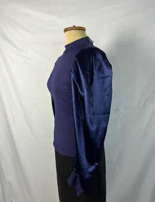 Puffy Sleeves Contrast Top