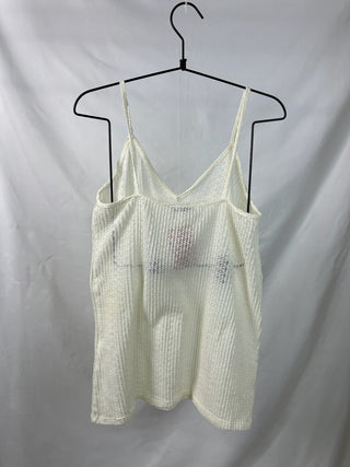 Ivory Open-Knit Crochet Cami Top