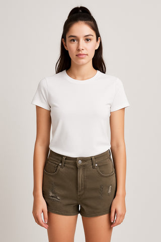Olive Distressed Shorts